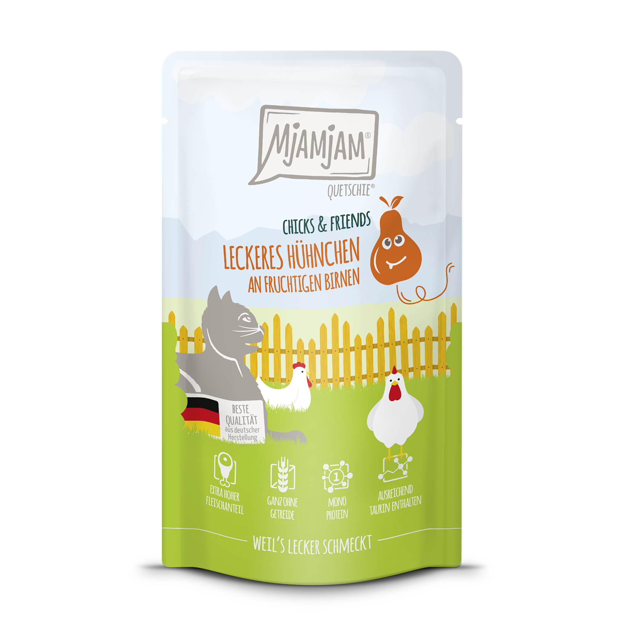 MjAMjAM - Quetschie - Chicks & Friends leckeres Hühnchen an fruchtigen Birnen