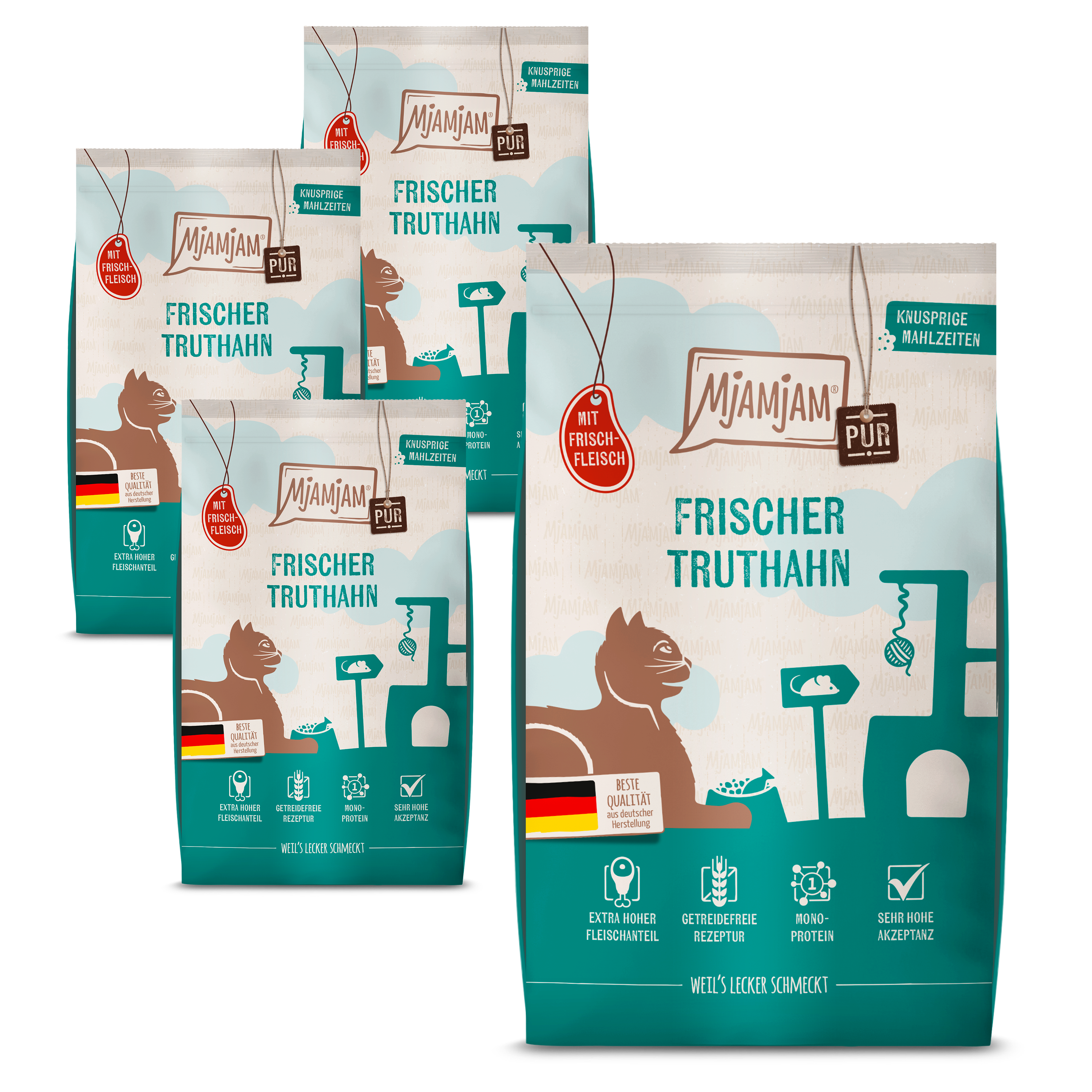 MjAMjAM - Knusprige Mahlzeiten Pur - Frischer Truthahn 4 x 1,5kg