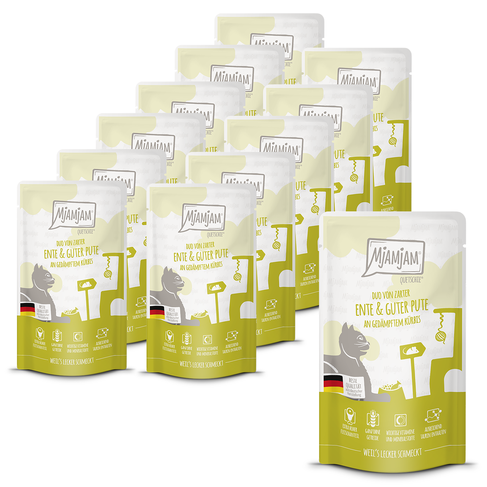 MjAMjAM - Quetschie - DUO von zarter Ente & guter Pute an gedämpftem Kürbis 12 x 125g