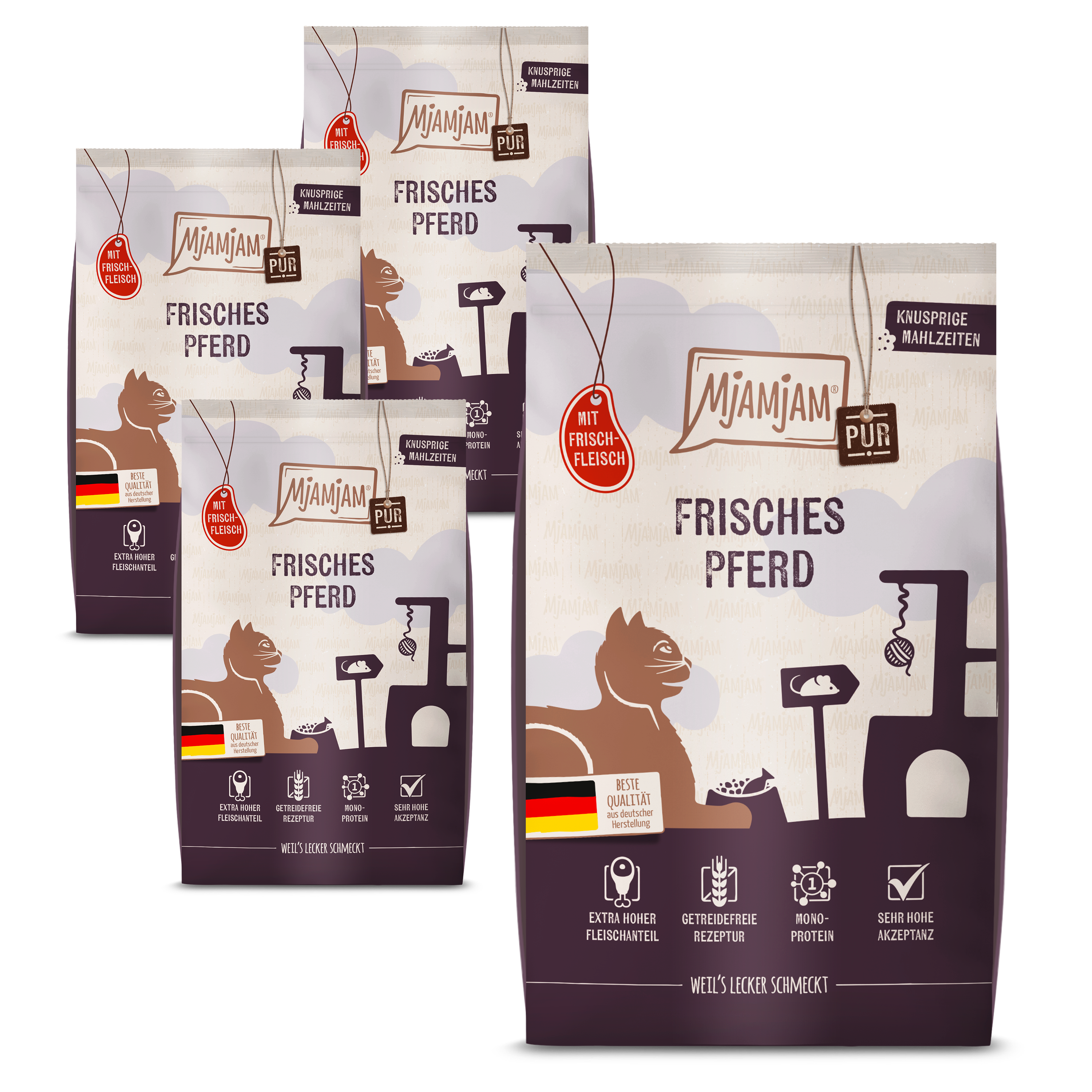 MjAMjAM - Knusprige Mahlzeiten Pur - Frisches Pferd 4 x 1,5kg