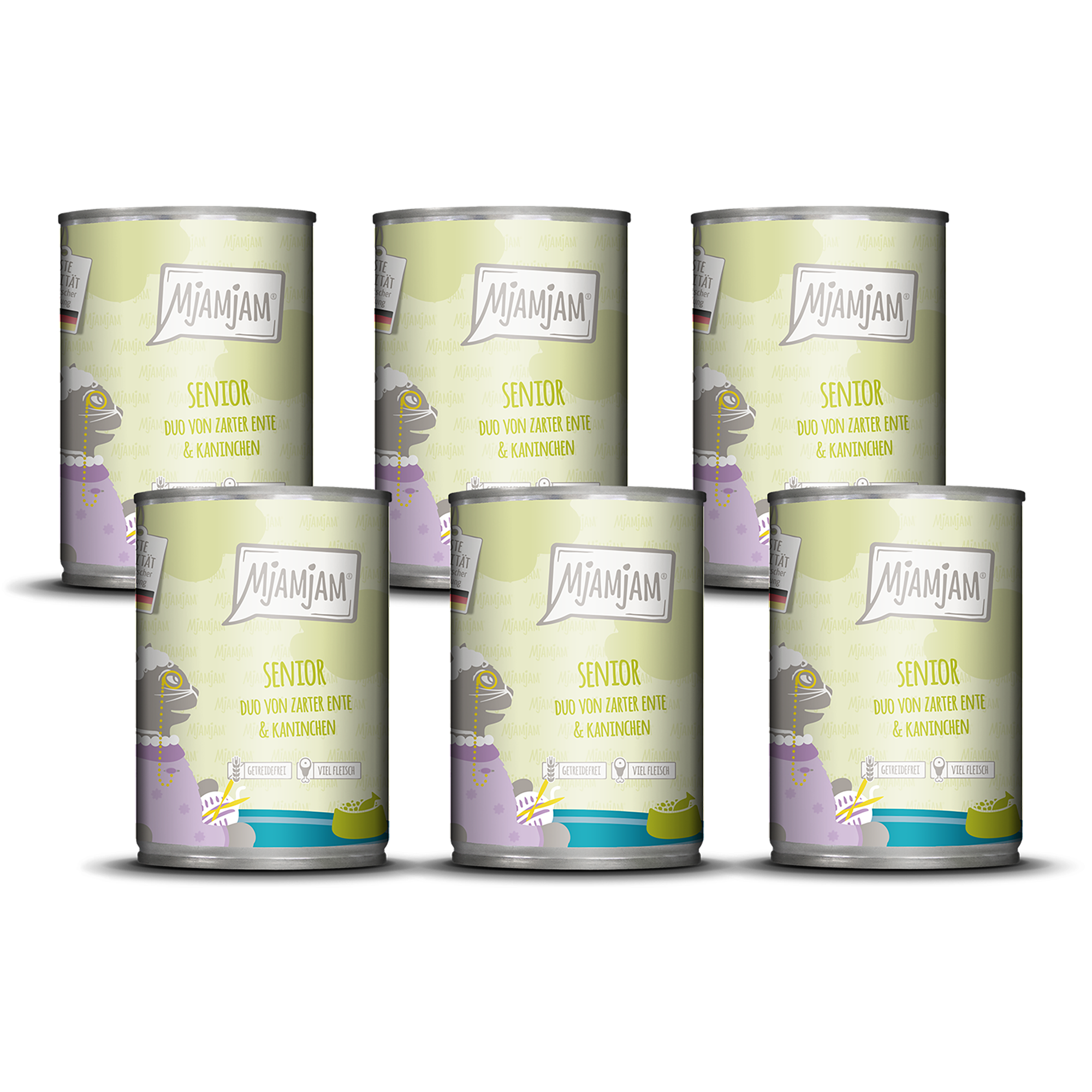 MjAMjAM - Senior - DUO von zarter Ente & Kaninchen 6 x 400g
