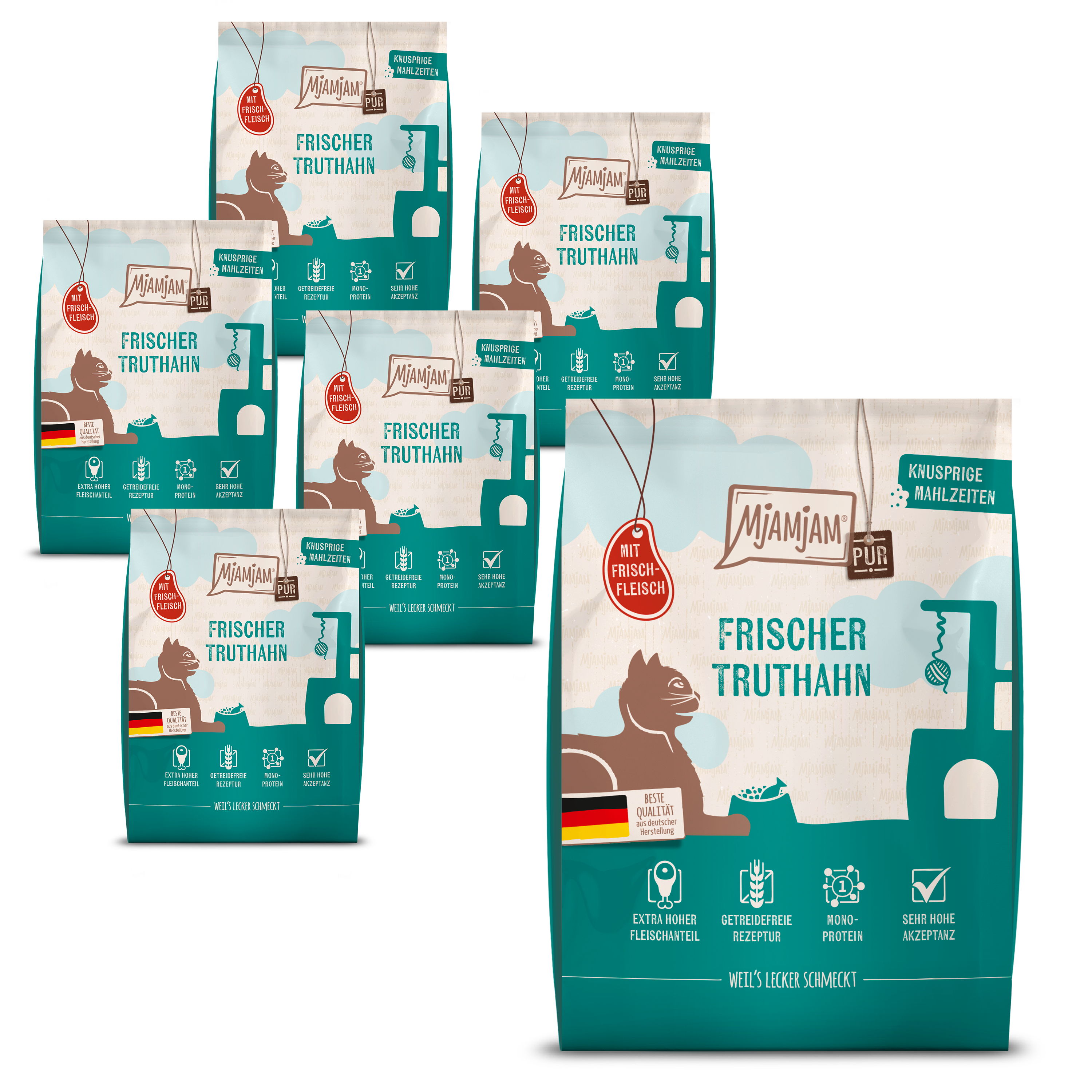 MjAMjAM - Knusprige Mahlzeiten Pur - Frischer Truthahn 6 x 300g