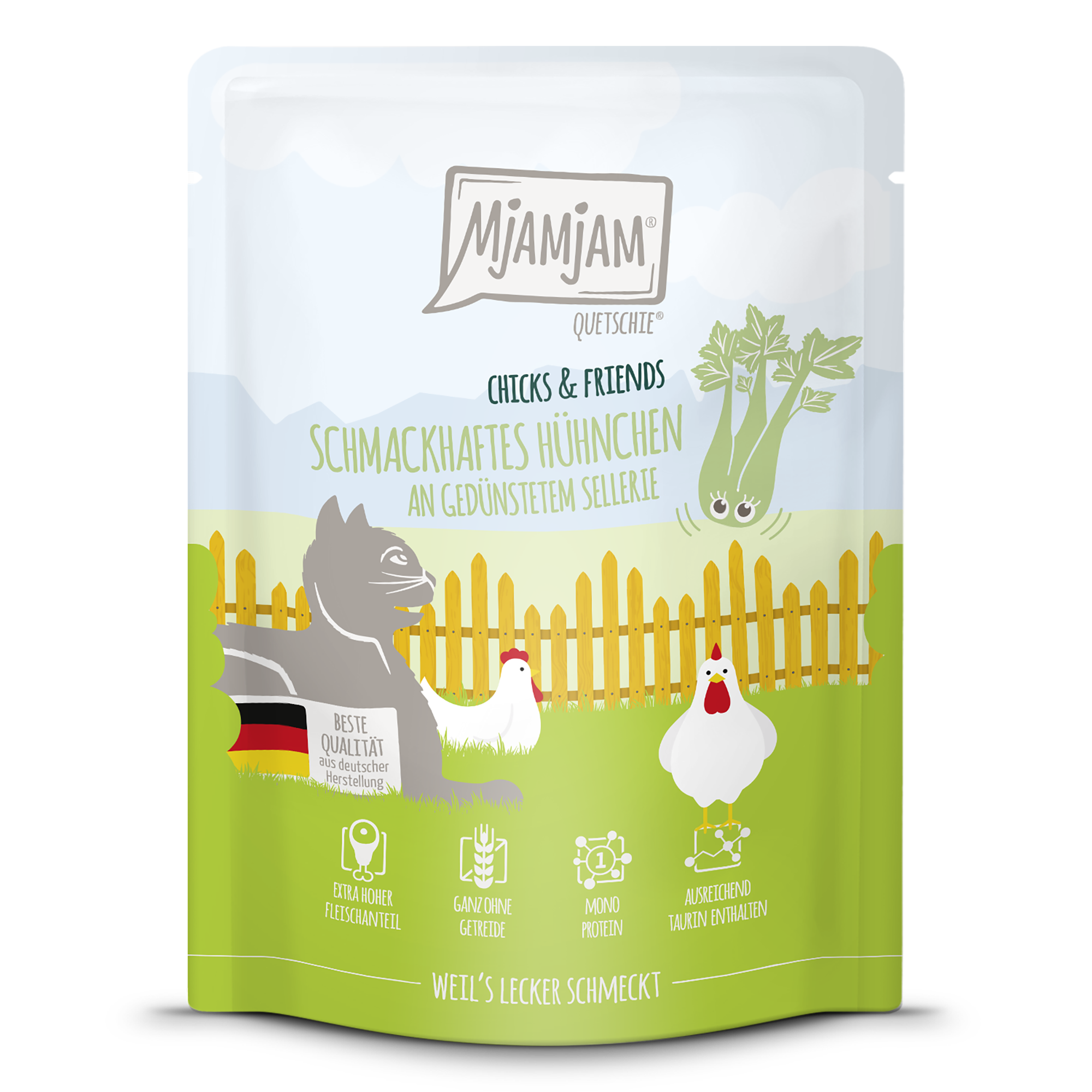 MjAMjAM - Quetschie - Chicks & Friends schmackhaftes Hühnchen an gedünstetem Sellerie 300g