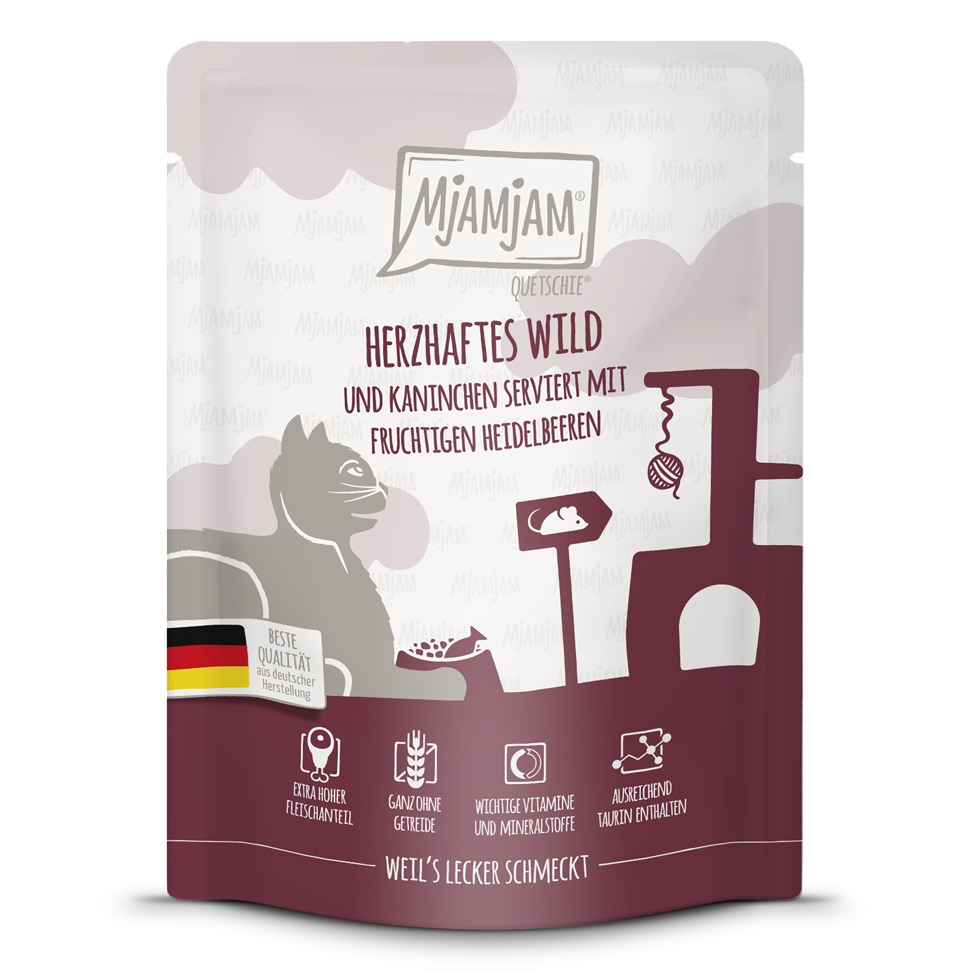 MjAMjAM - Quetschie herzhaftes Wild & Kaninchen mit fruchtigen Heidelbeeren 300g