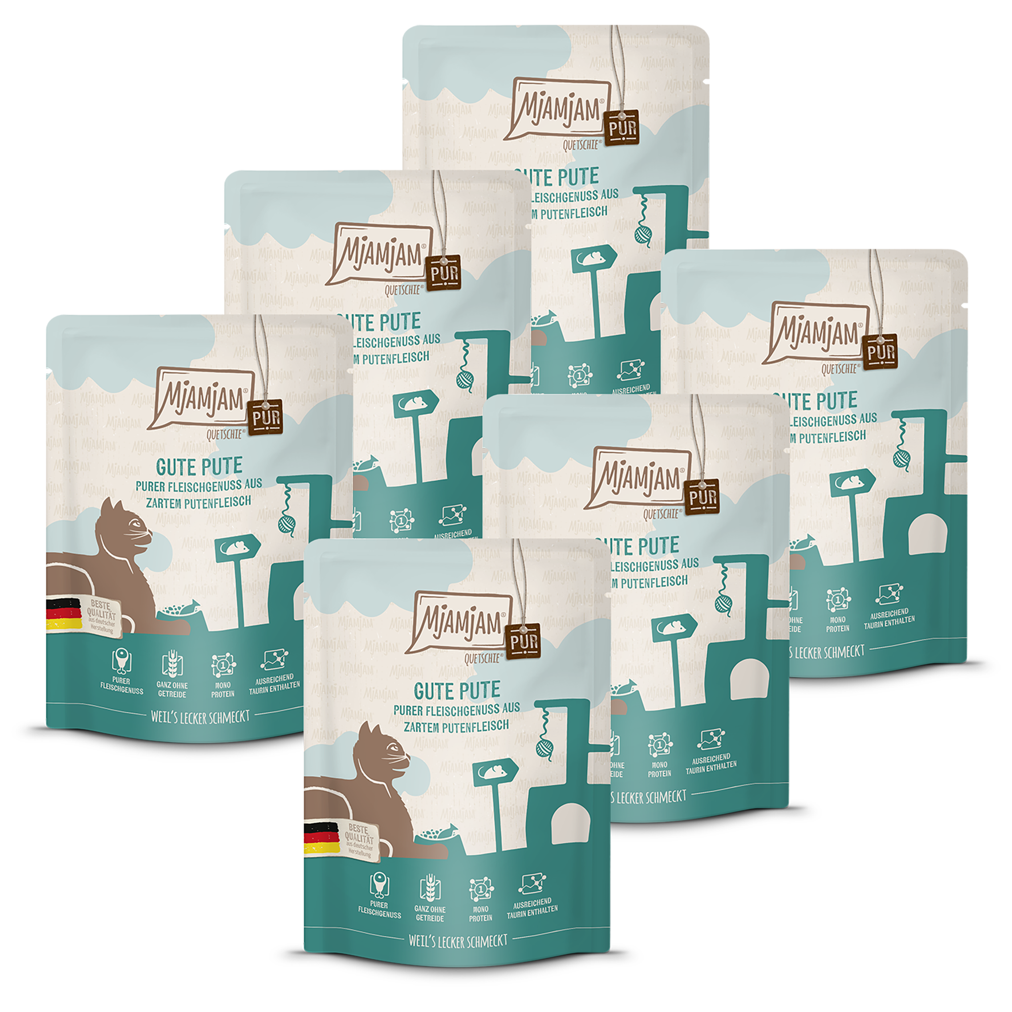 MjAMjAM - Quetschie Purer Fleischgenuss - gute Pute pur 6 x 300g