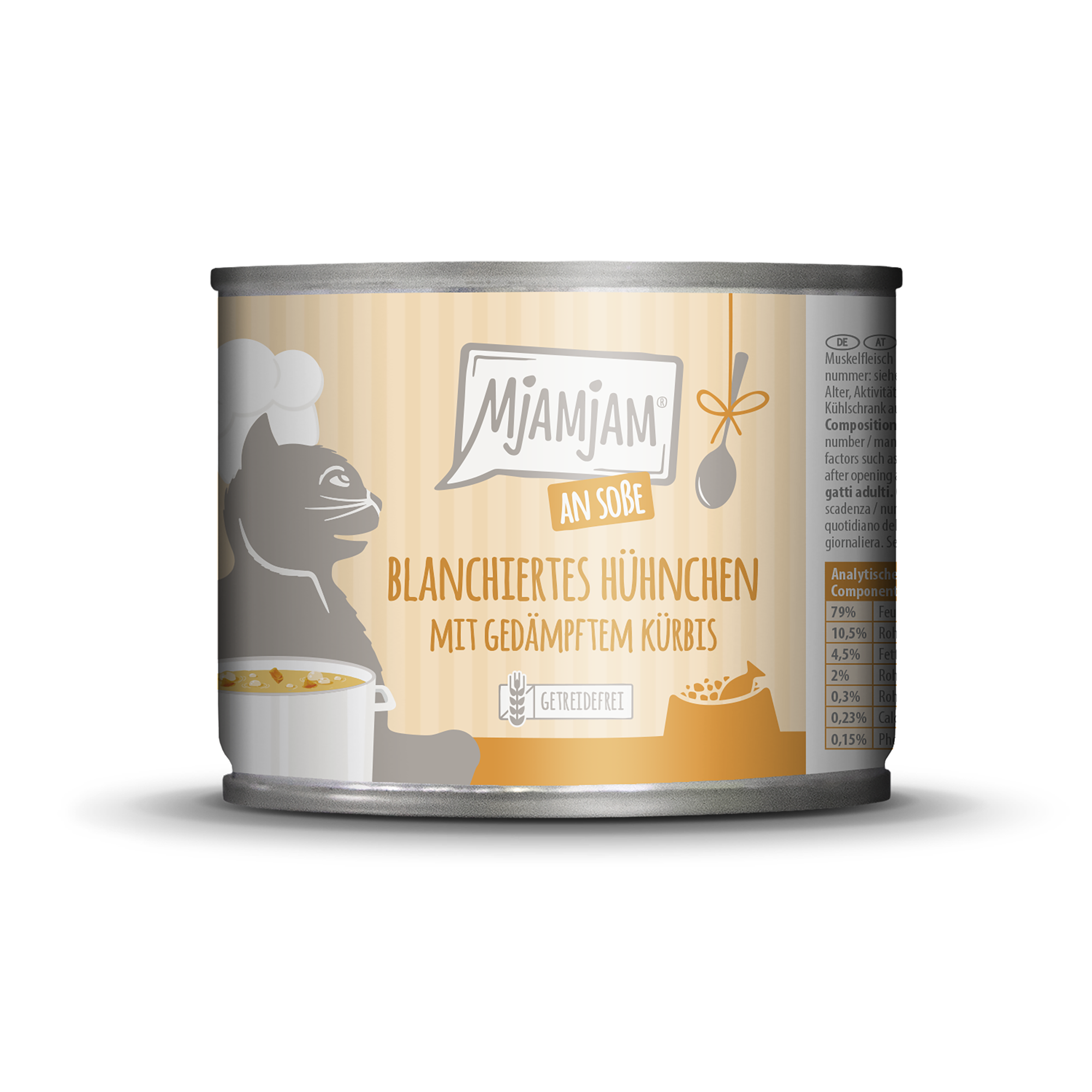MjAMjAM – blanchiertes Hühnchen mit gedämpftem Kürbis an Soße 185g