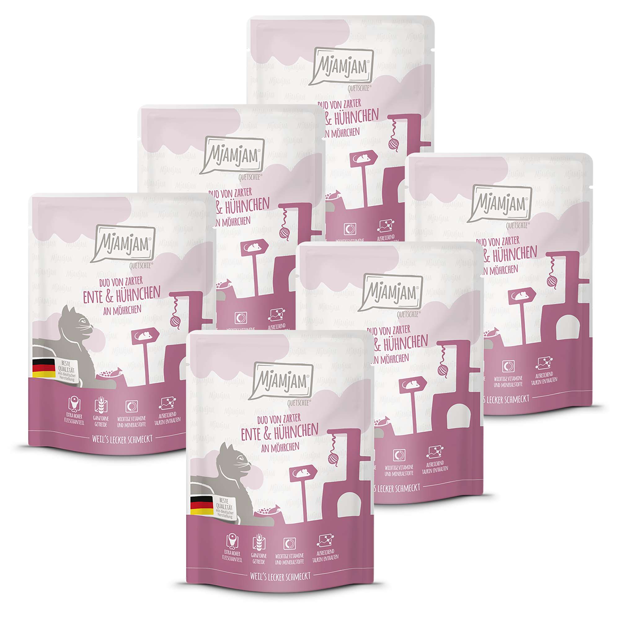 MjAMjAM - Quetschie - DUO von zarter Ente & saftigem Hühnchen an Möhrchen 6 x 300g