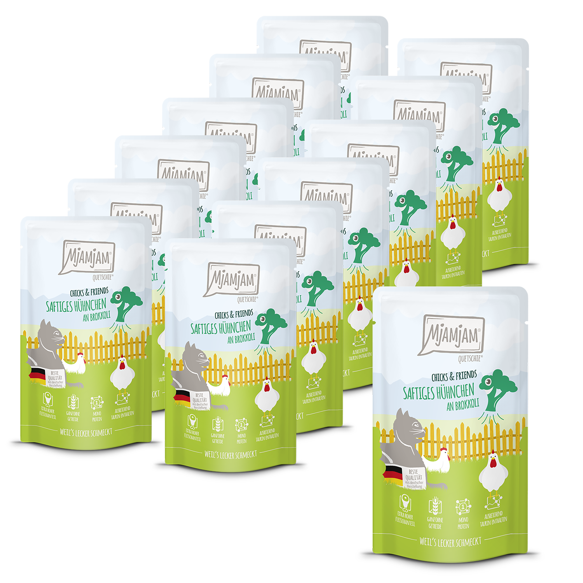 MjAMjAM - Quetschie - Chicks & Friends saftiges Hühnchen an Brokkoli 12 x 125g