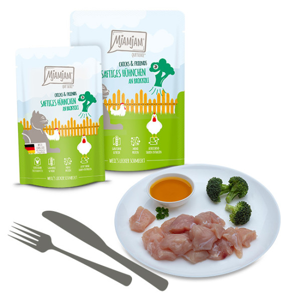 MjAMjAM - Quetschie - Chicks & Friends saftiges Hühnchen an Brokkoli