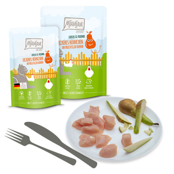 MjAMjAM - Quetschie - Chicks & Friends leckeres Hühnchen an fruchtigen Birnen