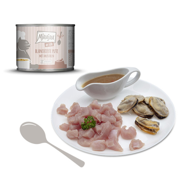 MjAMjAM – blanchierte Pute mit Muscheln an Soße