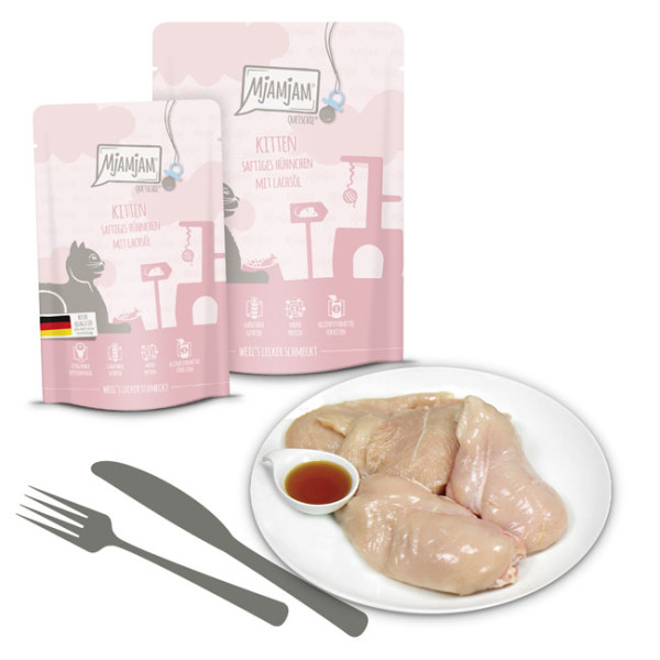 MjAMjAM - Quetschie Kitten saftiges Hühnchen mit Lachsöl