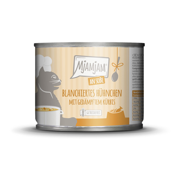 MjAMjAM – blanchiertes Hühnchen mit gedämpftem Kürbis an Soße