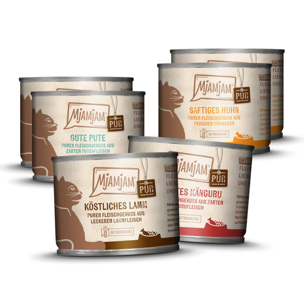 MjAMjAM - purer Fleischgenuss Mixpaket V für deine Katze 6 x 200g