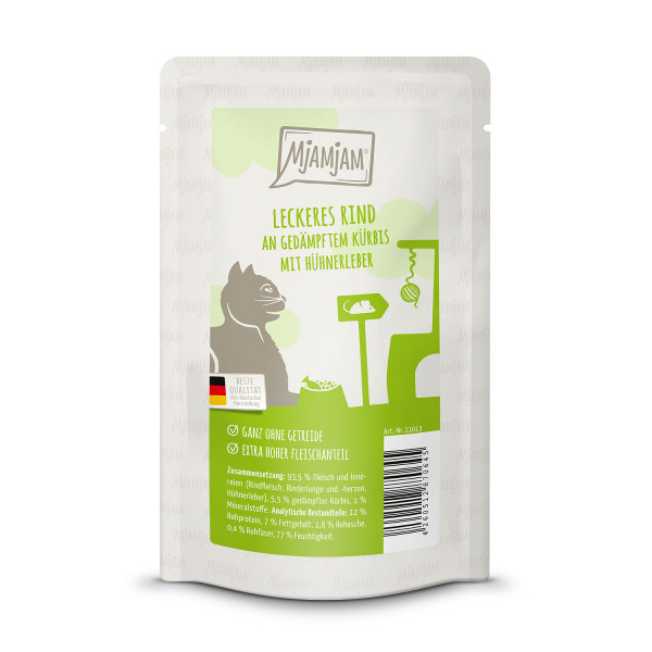 MjAMjAM - Quetschie leckeres Rind an gedämpftem Kürbis