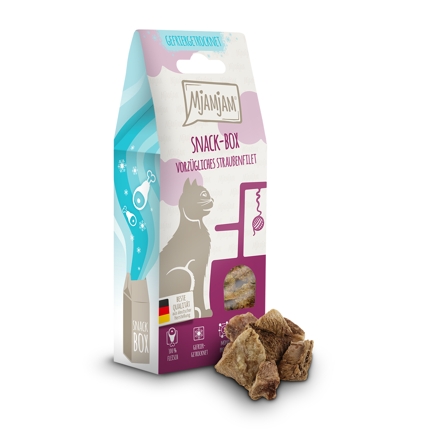 MjAMjAM Snackbox vorzugliches StrauBenfilet Snackbar Katzen MjAMjAM Hunde und Katzenfutter