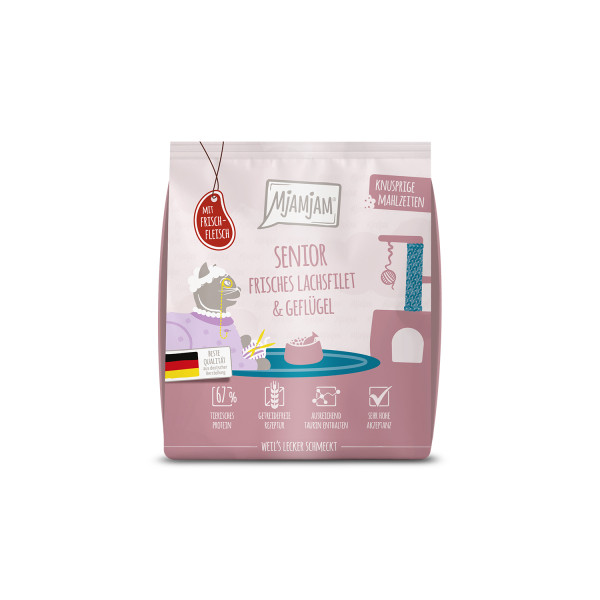 MjAMjAM - Knusprige Mahlzeiten - Senior - Frisches Lachsfilet & Geflügel