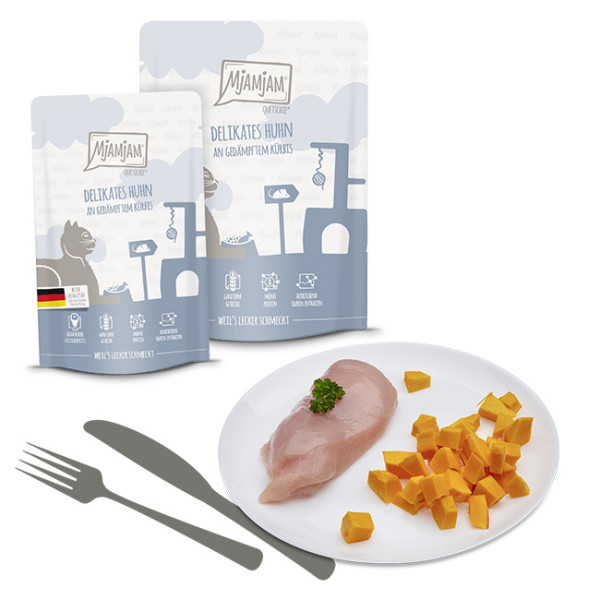 MjAMjAM - Quetschie - delikates Huhn an gedämpftem Kürbis